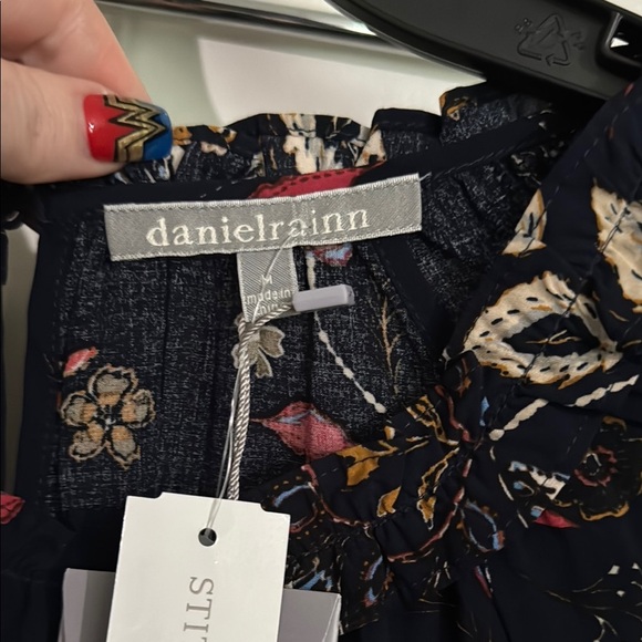 Daniel Rainn Blue Tan Relaxed 3/4 Sleeve Blouse - Picture 5 of 12